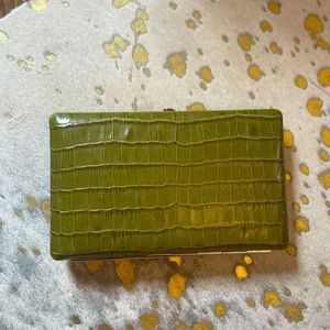 Abas Cache Frame Alligator Leather Wallet in Olive Green